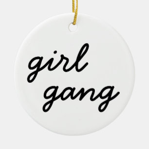 tjejgäng söt modern feministisk tjejpower-manus  julgransprydnad keramik