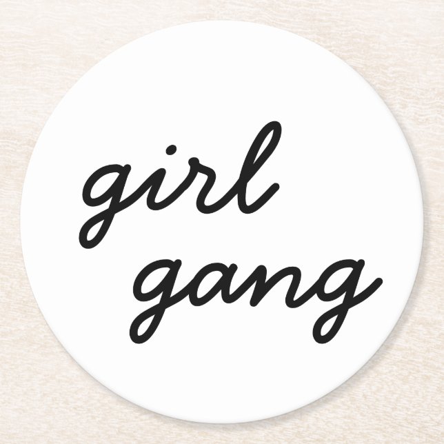 Tjejgäng söt modern feministisk tjejpower-manus  underlägg papper rund (Framsidan)