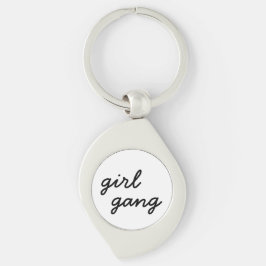 tjejgäng söt modern feministisk tjejpower skrift  swirl silverfärgad nyckelring