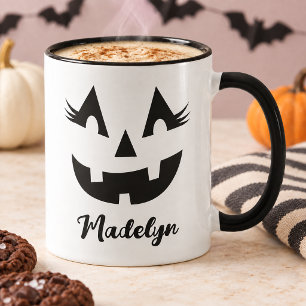 Tjejig Jack O Lantern Skriptnamn Halloween Mugg