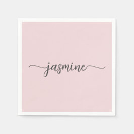 Tjejig Minimalistisk Enkel Rosafärgad Monogram Skr Pappersservett
