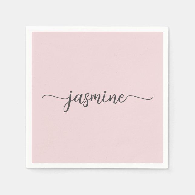 Tjejig Minimalistisk Enkel Rosafärgad Monogram Skr Pappersservett (Framsidan)