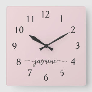 Tjejig Minimalistisk Monogram Namn Signatur Skrift Fyrkantig Klocka