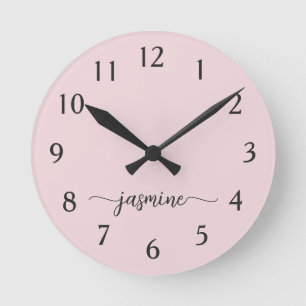 Tjejig Minimalistisk Monogram Namn Signatur Skrift Rund Klocka