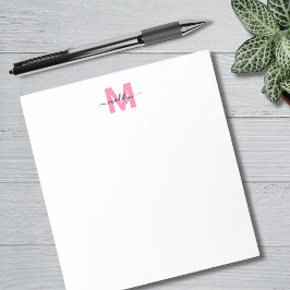 Tjejig Rosa Enkel Kalligrafi Namn Monogram Anteckningsblock