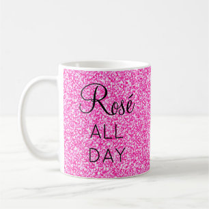 Tjejigt snygg Rosé hela dagen Hot Pink Glitter Gni Kaffemugg