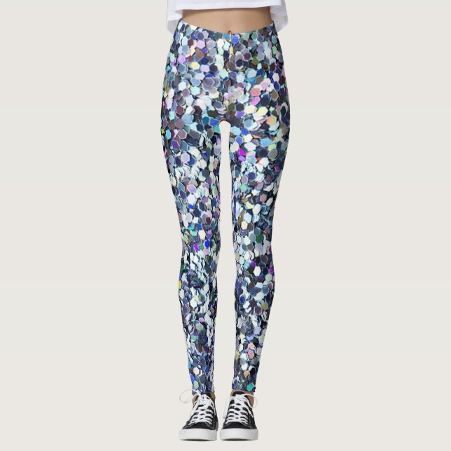 Tjejigt sött färgglatt glitter leggings (Framsida)
