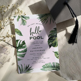 Tjejigt tropiskt sommarstudentfirande poolparty inbjudningar