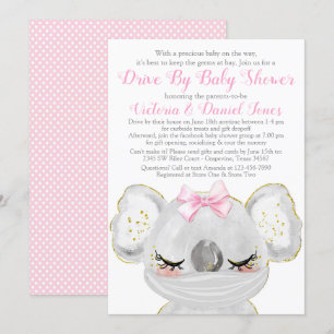 Tjejkoala med mask Drive By Baby Shower Inbjudningar