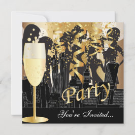 Tjejkväll Födelsedagsfest | Metallisk Guld Inbjudningar