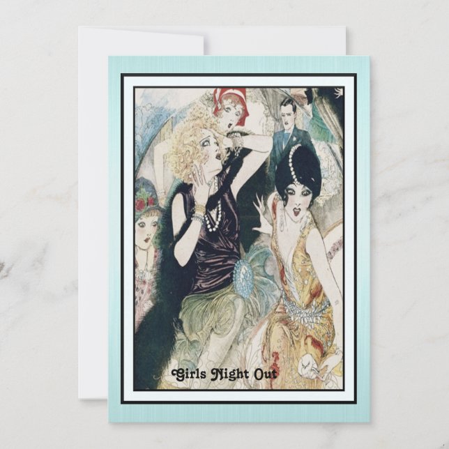 Tjejkväll Kaos Vintage Art Deco Custom Inbjudningar (Framsida)