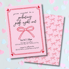 Tjejkväll Rosa Och Röda Galentine's Day Inbjudningar
