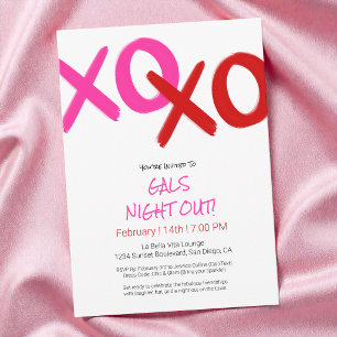 Tjejkväll Söt Rosa XOXO Galentine-dagsfest Inbjudningar