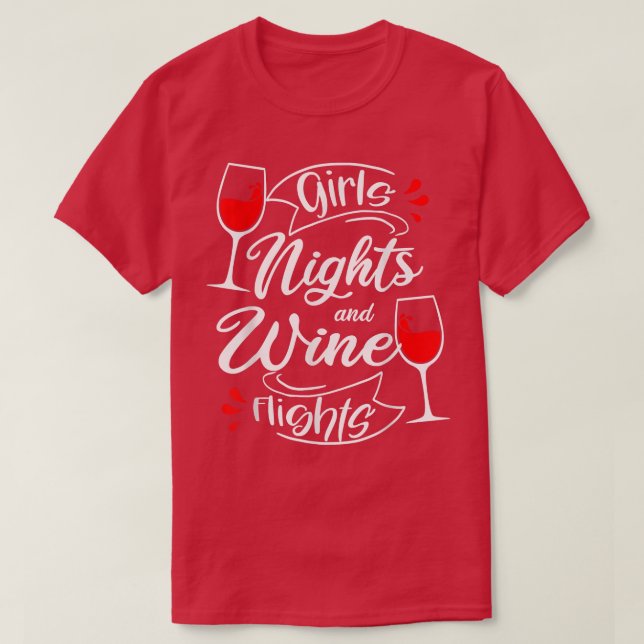 Tjejkvällar Vinflygningar Rolig Sängvätning T Shirt (Design framsida)