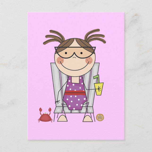 Tjejläderavslappning vid Beach Tshirts och Gifts Vykort (Framsida)