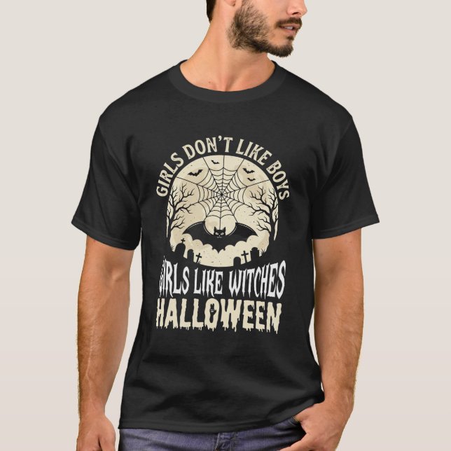 Tjejlikar Häxor Halloween Fladdermus Design_1 T Shirt (Framsida)