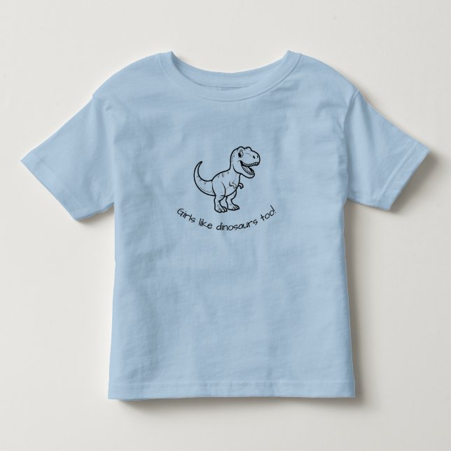 Tjejliknande dinosaurier också småbarnströja (blå) t shirt (Framsida)