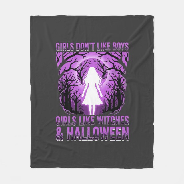 Tjejliknande Häxor Halloween-design Fleecefilt (Framsidan)
