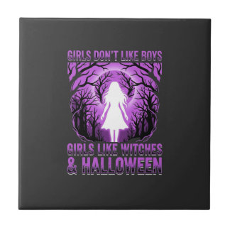 Tjejliknande Häxor Halloween-design Kakelplatta