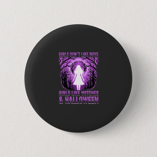 Tjejliknande Häxor Halloween-design Knapp (Framsida)