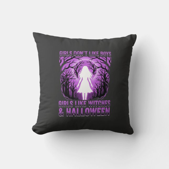 Tjejliknande Häxor Halloween-design Kudde (Framsida)