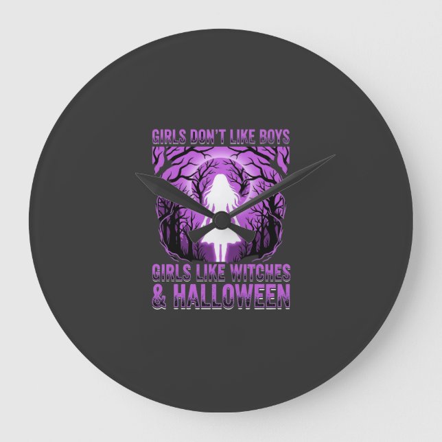 Tjejliknande Häxor Halloween-design Stor Klocka (Framsida)