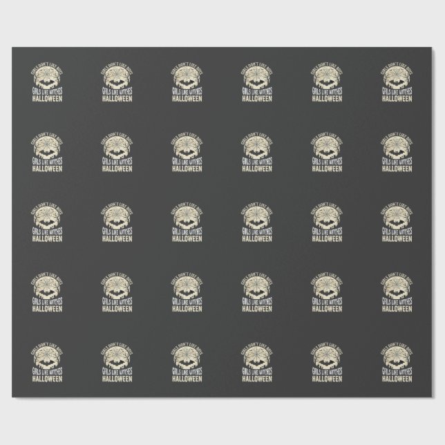Tjejliknande Häxor Halloween Fladdermus Design_1 Presentpapper (Platt)