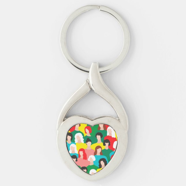 Tjejpower Twisted Heart Silverfärgad Nyckelring (Framsidan)