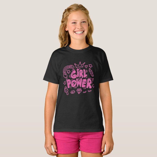 Tjejpower typografi bokstavsdesign  t shirt (Hel framsida)