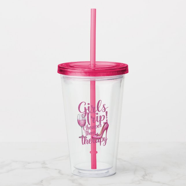 Tjejresan är billigare än terapi Helgvinspartaj Take Away Mugg (Framsida)