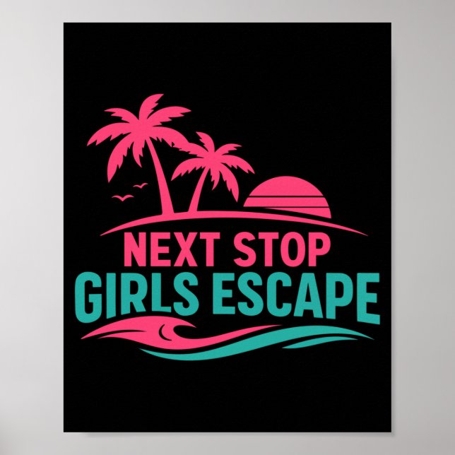 Tjejresan Beach Vacation Kryssning Ö Poster (Framsidan)