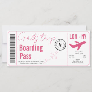 Tjejresans Boardingpass Överraskningsflygbiljett Inbjudningar
