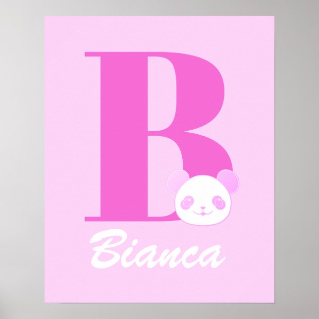 Tjejs Namn Anpassad Bokstav I Rosa Poster (Framsidan)