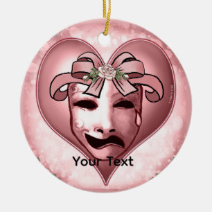 Tjejskådespelarmask julgransprydnad keramik