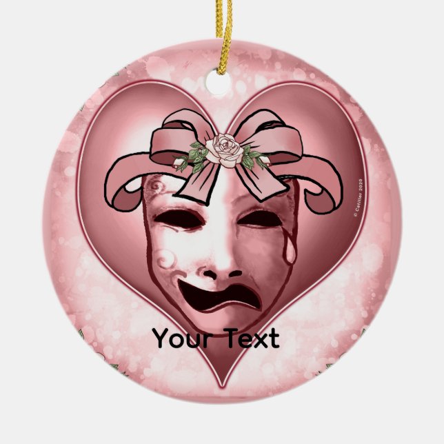 Tjejskådespelarmask  julgransprydnad keramik (Framsidan)