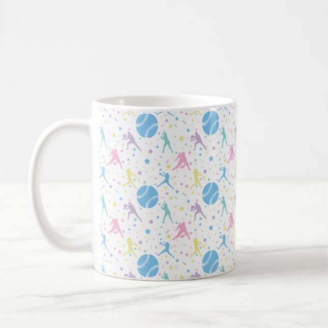 Tjejsoftbollspelare lyser kaffemugg (Vänster)