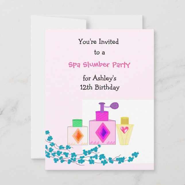 Tjejspa Sömnparty Inbjudningar (Framsida)