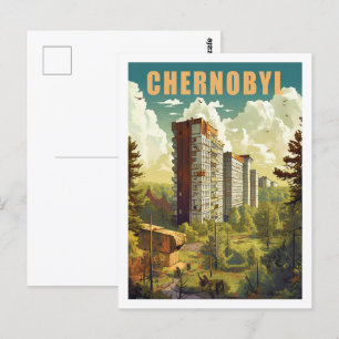 Tjernobyl Kyiv Ukraina Berömd Vintage resor Ställe Vykort