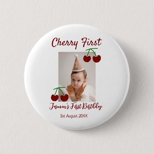 Tjerry först fotoungar i grattis på födelsedagen,  knapp (Framsida)