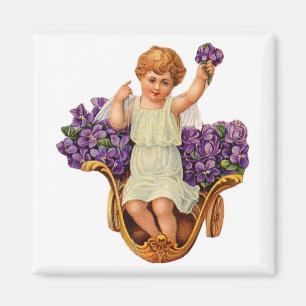 Tjerub och Lila blommor Magnet