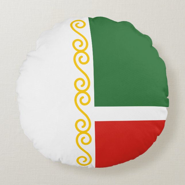 Tjetjeniens flagga rund kudde (Framsidan)