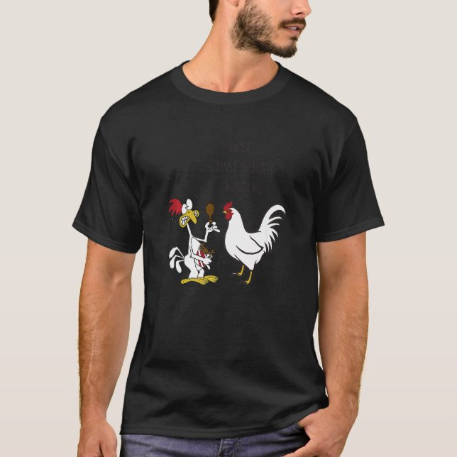 Tjo, det där är bara fel, kyckling som äter kyckli t shirt (Framsida)