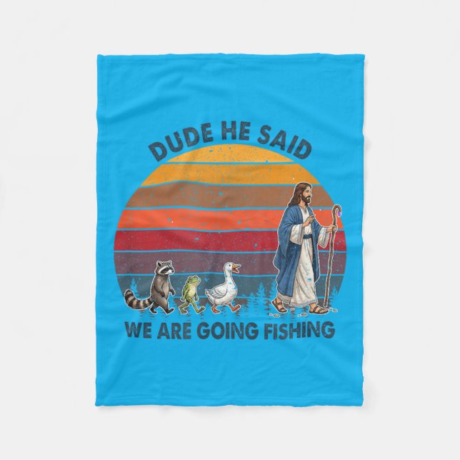 Tjo He Said Vi Skall Fiska Jesus Djur Fleecefilt (Framsidan)