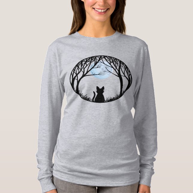 Tjock av Halloween Shirt Cat Dam Shirts Tee Shirt (Framsida)