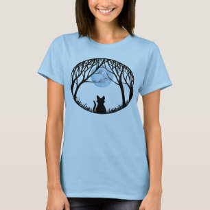 Tjock av Halloween T-shirt Cat Måne Shirts