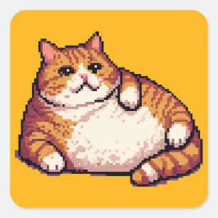 tjock av orange, kattmemxelbild fyrkantigt klistermärke