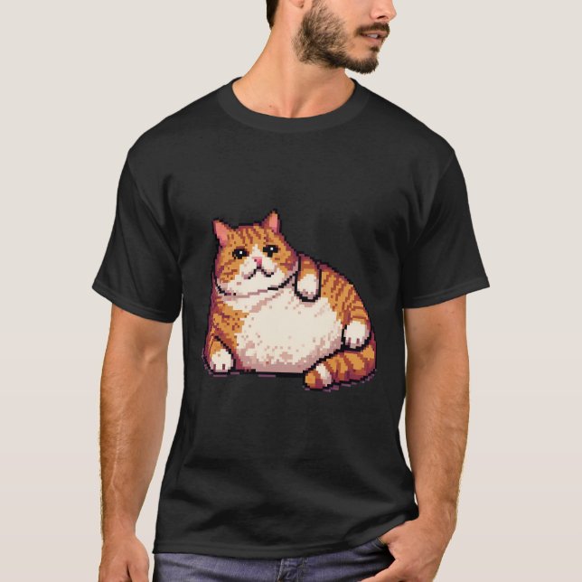 tjock av orange, kattmemxelbild t shirt (Framsida)