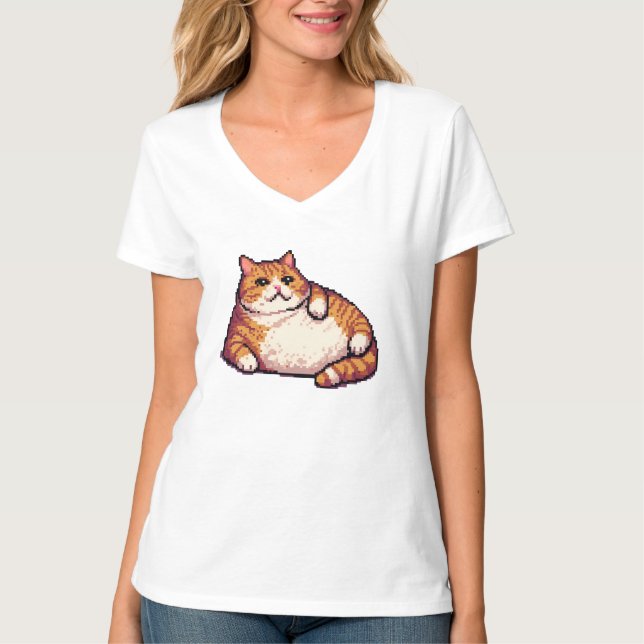 tjock av orange, kattmemxelbild t shirt (Framsida)