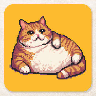 tjock av orange, kattmemxelbild underlägg papper kvadrat