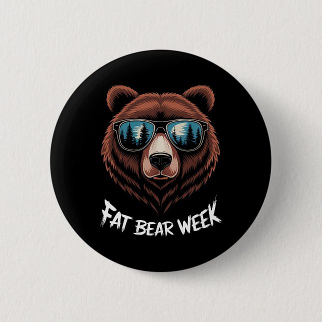 Tjock Bear Week Retro Bear Sungles Nature Älskare Knapp (Framsida)